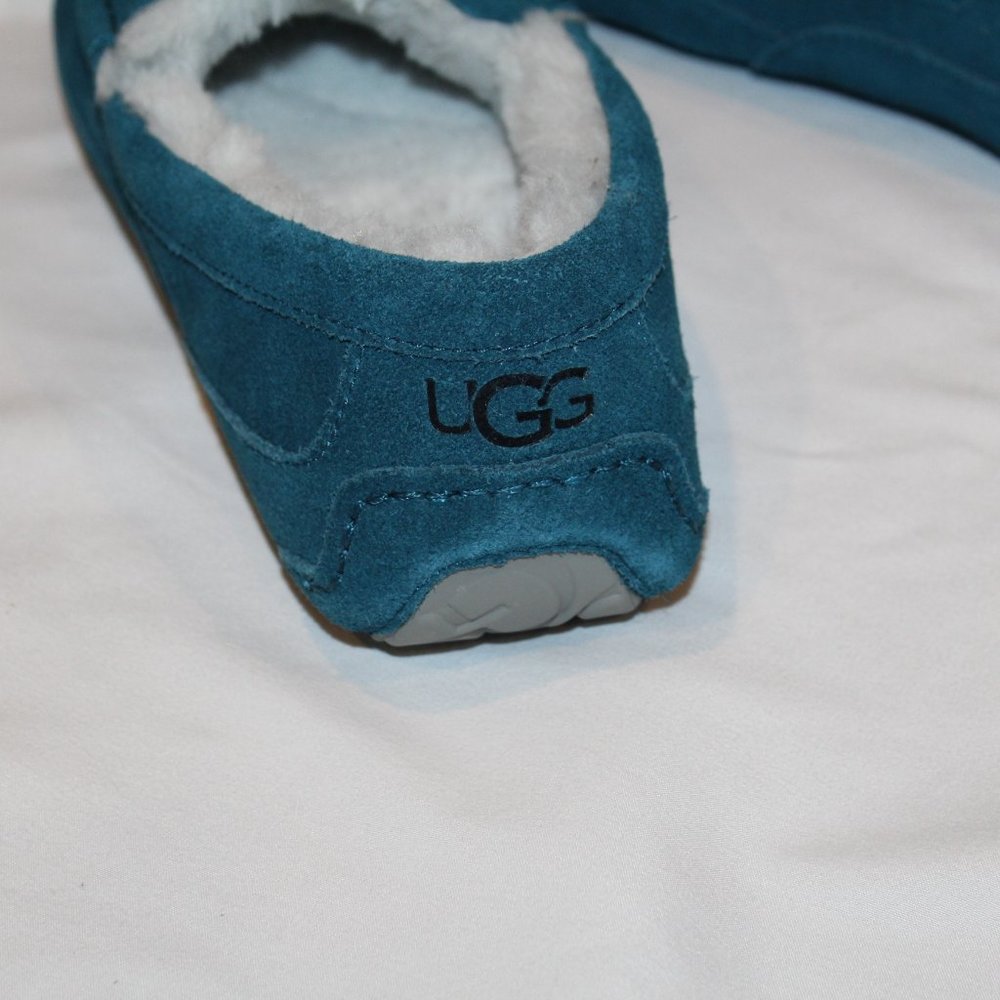 NIB UGG MEN'S ASCOT SUEDE SHEARLING SLIP ON SLIPPERS MARINE BLUEU - Picture 4 of 7